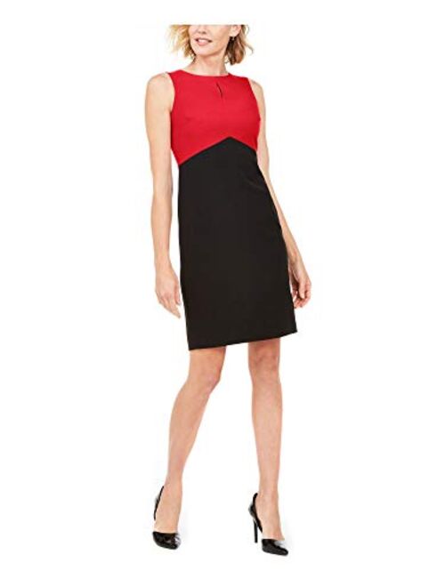 Kasper Women's Sleeveless Jewel Neck Sheath Dress with Key Hole Detail