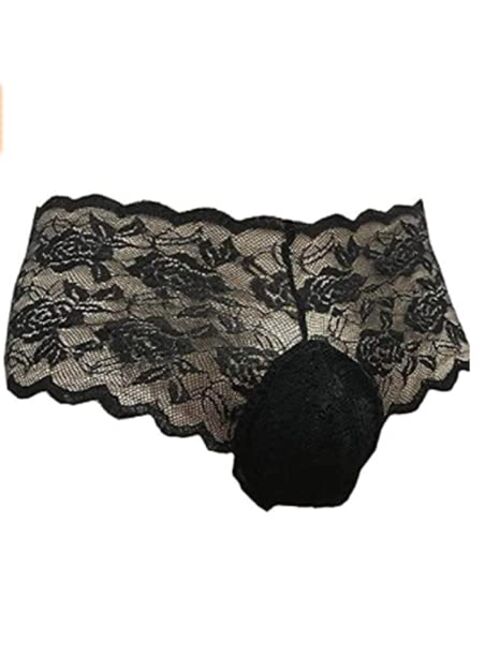 Sexy Breathable Printed lace Underwear Men's Girly Pouch Panties
