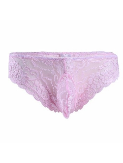 iEFiEL Man Romance Lace Flower Mesh Bulge Pouch Briefs Underwear Sissy Panty