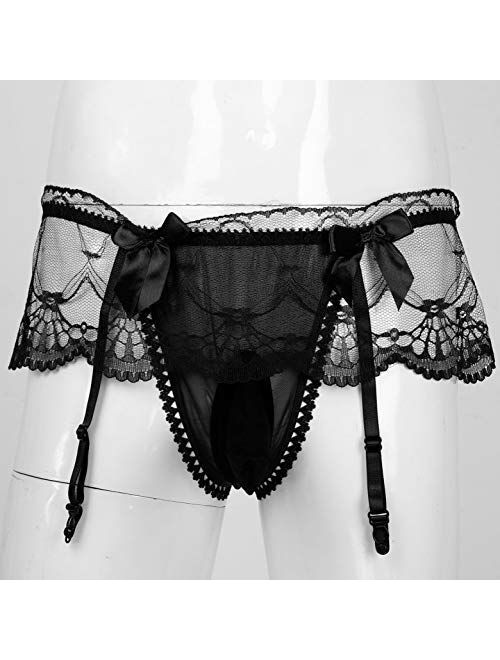 Buy Qinciao Sissy Pouch Panties Men S Skirted Mooning Bikini Briefs Girly Underwear With Garter