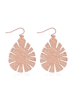 Filigree Metallic Geometric Embellished Cut-Out Drop Earrings - Moroccan Floral, Petal Lace, Lattice Polygon Oval Dangles