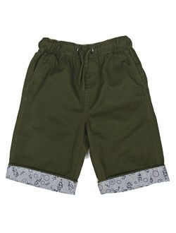 Bienzoe Boys Shorts Boy's Cotton Twill Elastic Waist Shorts