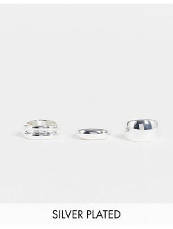 3-pack silver plated rings in sleek design