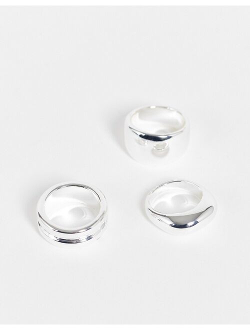 Asos Design 3-pack silver plated rings in sleek design