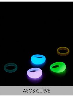 Curve 5-pack rings in glow-in-the-dark plastic