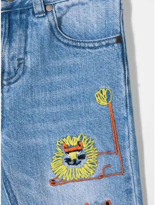 Stella McCartney big cat-embroidered jeans