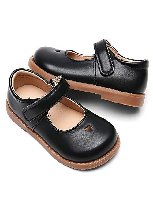 DADAWEN Toddler Little Girl T-Strap Mary Jane Dress Shoes Flats Party School Shoes
