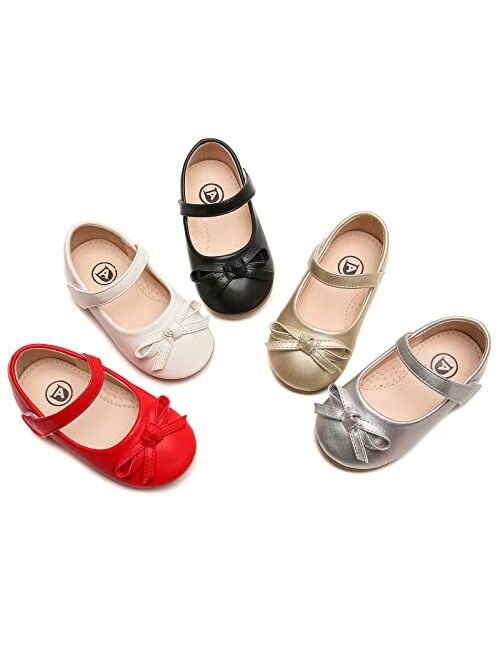 DADAWEN Girl's Toddler/Little Kid Mary Jane Dress Shoes Flats for Girl Party School Wedding