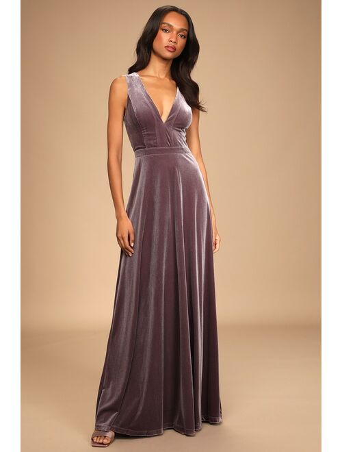 Lulus Beautiful Night Dusty Purple Velvet Sleeveless Maxi Dress