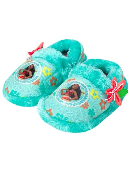Disney Girls' Moana Slippers - Princess Moana Plush Fuzzy Slippers (Toddler/Little Girl)