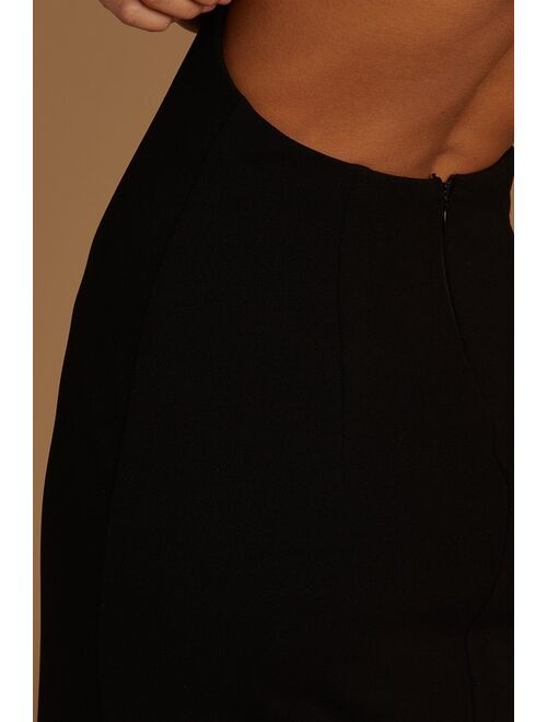 Lulus Art of Style Black Short Sleeve Backless Bodycon Midi Dress