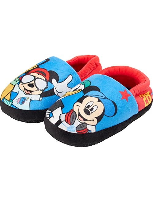 Disney Toddler Baby Slippers - Boys/Girls Minnie Mouse and Mickey Mouse Fuzzy Slippers