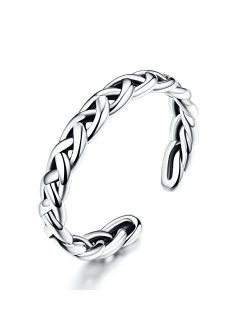 Braided Celtic Love Knot Open Statement Rings Sterling Silver Twisted Ring Antique Vintage Eternity Promise Stacking Ring Finger Band Minimalist Jewelry Gi