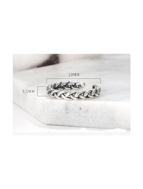 kokoma Braided Celtic Love Knot Open Statement Rings Sterling Silver Twisted Ring Antique Vintage Eternity Promise Stacking Ring Finger Band Minimalist Jewelry Gi