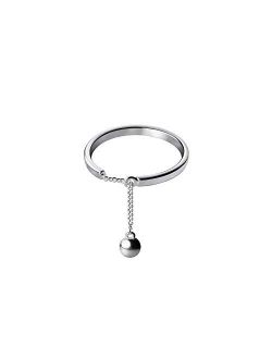 Stacking Rings Sterling Silver 925 for Women Girls Adjustable Minimalist Dangling Charm Threader Tassel Chain Promise Eternity Ring Finger Band Fashi
