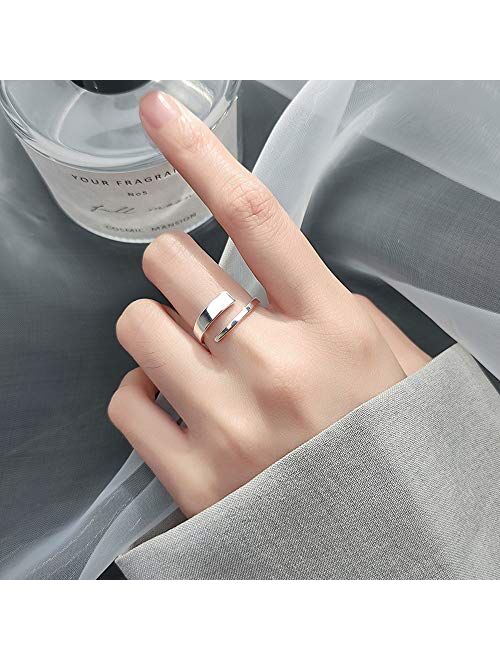 Kokoma Minimalist Open Statement Rings S925 Sterling Silver Fashion Double Layers Cuff Wraps Stacking Engagement Wedding Ring Finger Band Jewelry Gifts