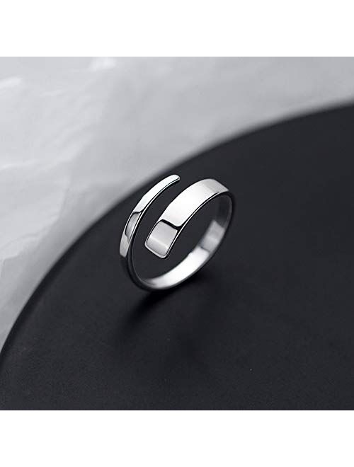 Kokoma Minimalist Open Statement Rings S925 Sterling Silver Fashion Double Layers Cuff Wraps Stacking Engagement Wedding Ring Finger Band Jewelry Gifts