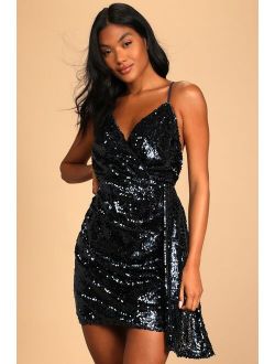 Steal the Night Navy Blue Sequin Bodycon Mini Dress