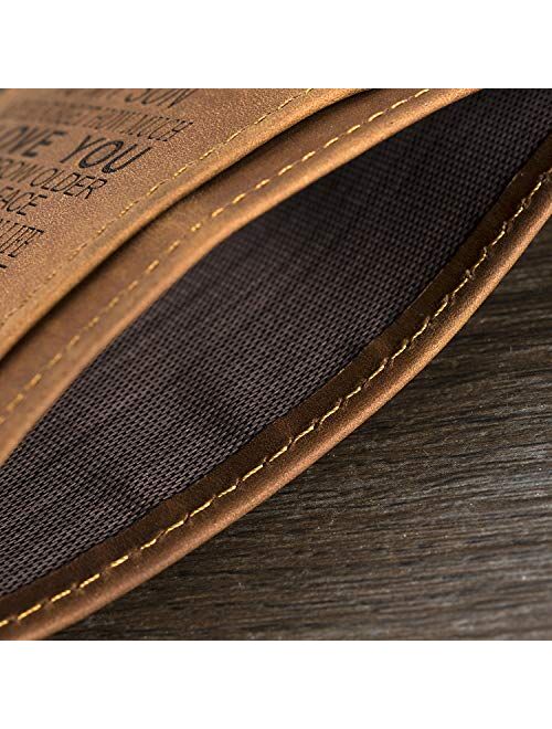 Engraving Brown Leather Card Case Minimalist Front Pocket Wallets for Men Women Holder Purse for Man Husband Dad Son Daughter Grandpa for Birthday/Anniversary/Christmas
