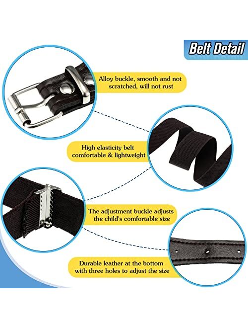 4 Pieces Kids Boys Girls Adjustable Elastic Belt, Stretch Belt Toddler Belt with Leather Loop for Boys and Girls