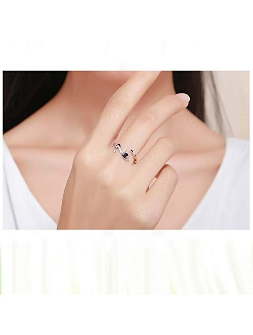 kokoma Open Statement Ring 925 Sterling Silver Adjustable Simple Lovely Pet Wrap Stacking Engagement Wedding Finger Rings Fashion Jewelry Gifts for Women Girls