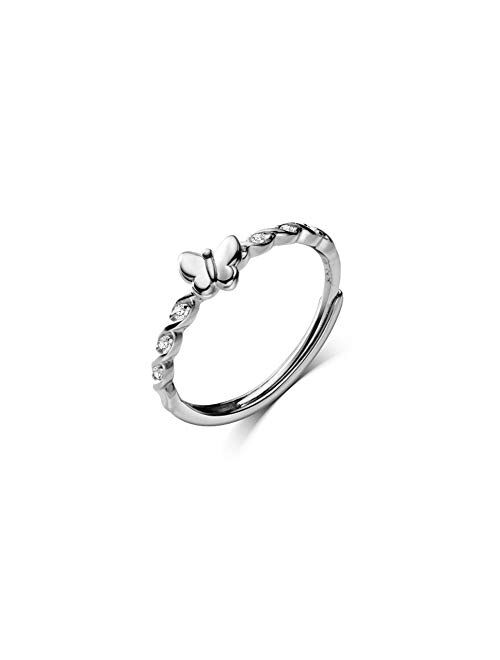 kokoma Open Stacking Rings S925 Sterling Silver Dainty Cubic Zirconia Eternity Wedding Engagement Promise Ring Tail Finger Band Fashion Jewelry Gifts Xmas for