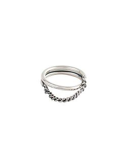 Double Layer Chain Vintage Stacking Rings for Women Girls Men Sterling Silver Adjustable Finger Thumb Promise Band Rings