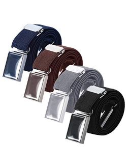 Uspacific 4 Pieces Kids Elastic Belts, Kid Adjustable Buckle Stretch Belt for Children, 4 Colors
