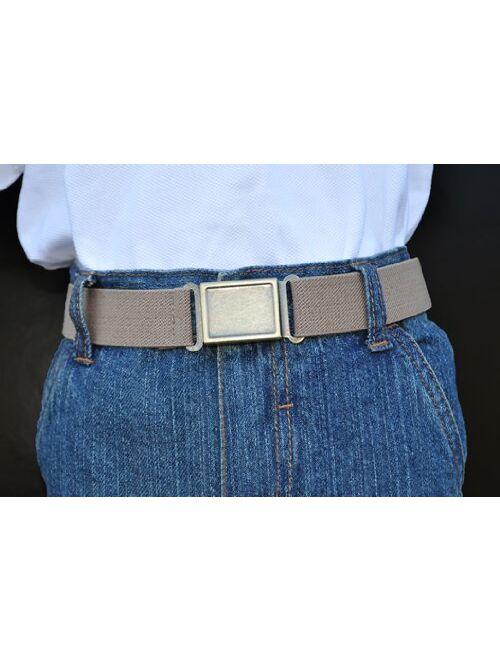 Dapper Snappers Made in USA Boys Big Kids Elastic Stretch Belt with Easy - Magnetic Buckle, Chocolate Brown