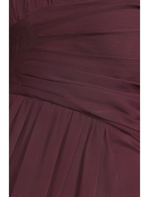 Lulus Always Enamored Dark Purple One-Shoulder Maxi Dress