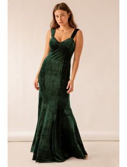 Remember the Night Emerald Green Velvet Maxi Dress