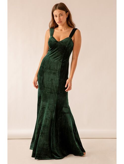 Lulus Remember the Night Emerald Green Velvet Maxi Dress