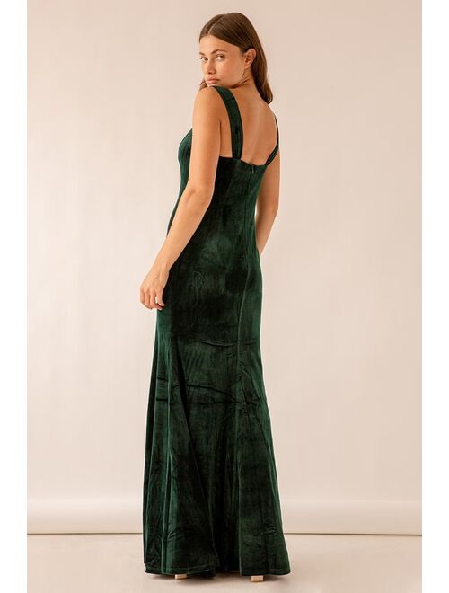 Lulus Remember the Night Emerald Green Velvet Maxi Dress