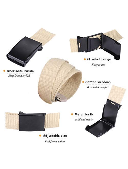 AWAYTR Boys Canvas Web Belts - 2PCS School Uniform Cotton Strap Belt Adjustable in Four Sizes Suitable for Girls