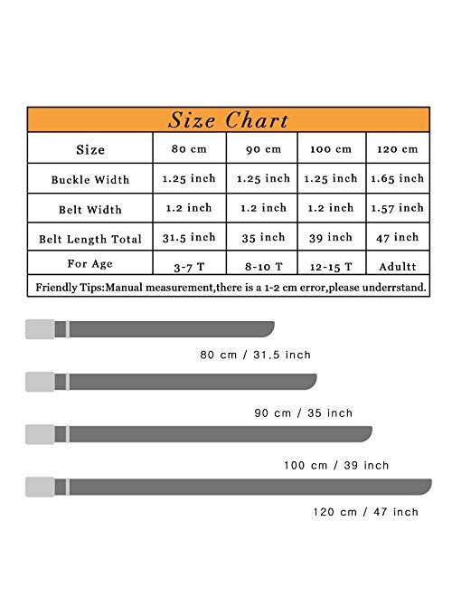 AWAYTR Boys Canvas Web Belts - 2PCS School Uniform Cotton Strap Belt Adjustable in Four Sizes Suitable for Girls