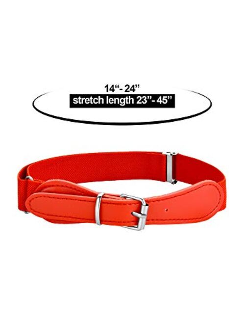 Tatuo 4 Pieces Kids Adjustable Elastic Belt with Leather Closure for Girls and Boys, Assorted Color