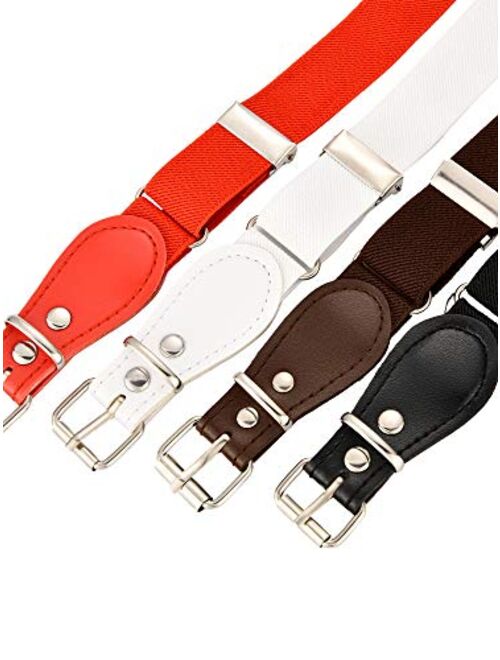 Tatuo 4 Pieces Kids Adjustable Elastic Belt with Leather Closure for Girls and Boys, Assorted Color