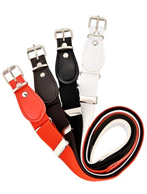 Tatuo 4 Pieces Kids Adjustable Elastic Belt with Leather Closure for Girls and Boys, Assorted Color