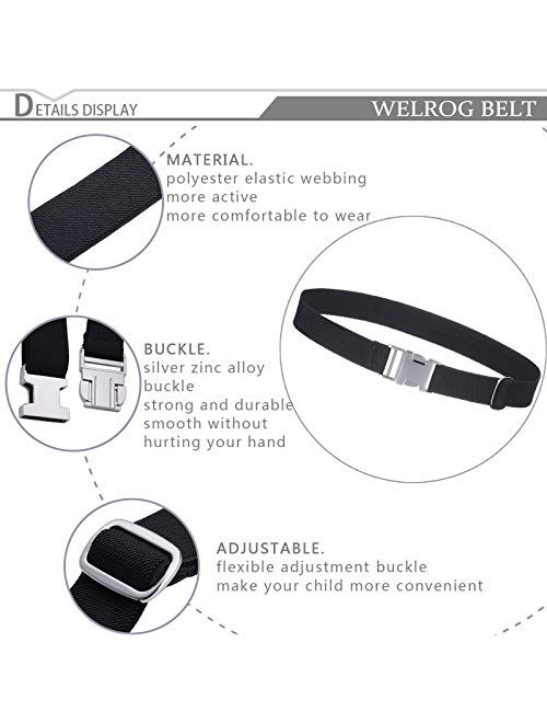 Toddler Kids Adjustable Buckle Belt - Elastic Child Silver Buckle Belts for Girls Boys by WELROG