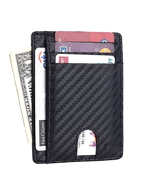 Brooklyn Bridge Genuine Leather Slim Minimalist Front Pocket Wallet - RFID Blocking Credit Card Holder Card Cases with ID Window for Men Women