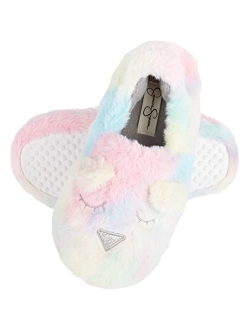 Girls Cute and Cozy Plush Slip on House Slippers With Memory Foam