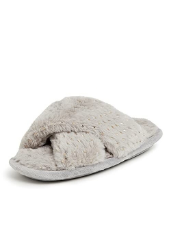 Unisex-Child Jess Furry Cross Band Slide Slipper
