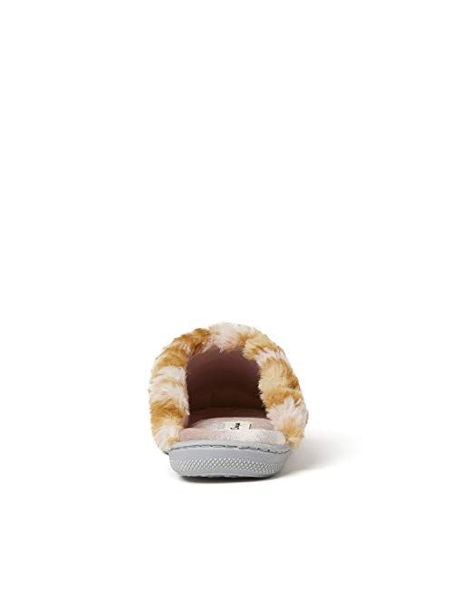 Dearfoams Kids' Evelyn Velour Clog with Leopard Cuff Slipper