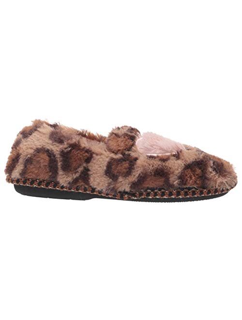 Dearfoams Kids' Mia Furry Closed Back with Heart Detail Slipper