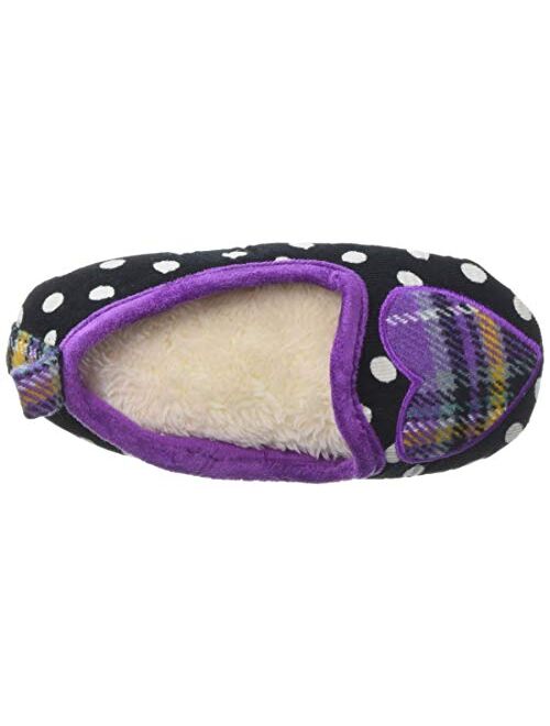 Dearfoams Unisex-Child Kid's Polka Dot Loafer with Plaid Heart Slipper