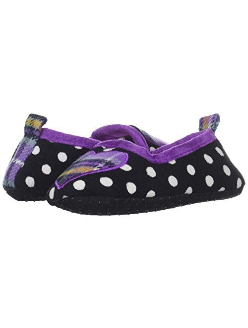 Dearfoams Unisex-Child Kid's Polka Dot Loafer with Plaid Heart Slipper