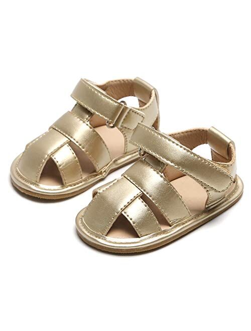 Felix & Flora Baby Toddler Girls Boys Sandals - Soft Rubber Sole Leather Baby Walking Shoes(Infant/Toddler)