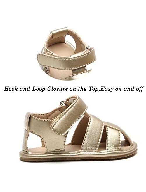 Felix & Flora Baby Toddler Girls Boys Sandals - Soft Rubber Sole Leather Baby Walking Shoes(Infant/Toddler)