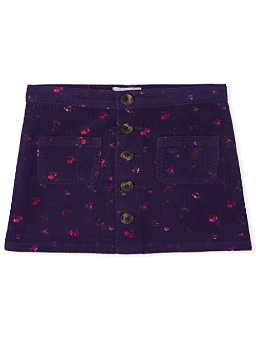 The Children's Place Girls Floral Button Corduroy Skirt
