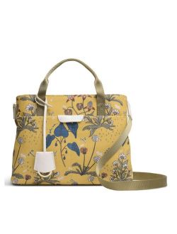 Women's Maple Cross Folk Floral Small Zip Top Satchel Bag